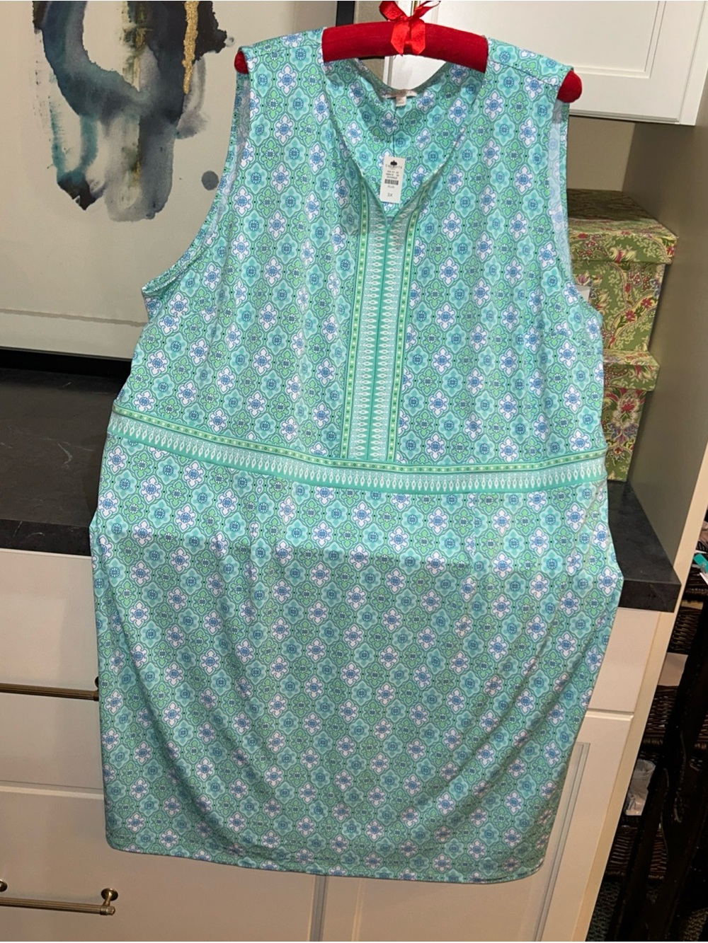 Talbots Womens NWT Resort Vacation Floral Tile Print Dress Plus Size 3X Soft